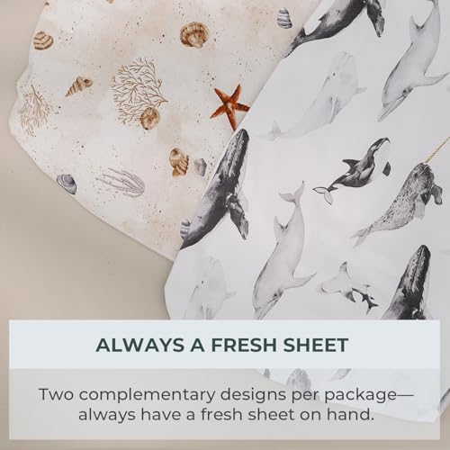 Pobibaby 2 Pack Ocean Crib Sheets for Baby Boy