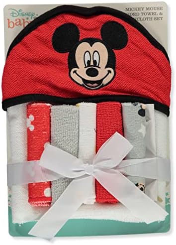 Cudlie Disney Baby Mickey Mouse Happy Face Hooded Towel Set 1