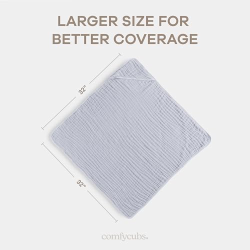 Comfy Cubs 6-Layer Hooded Baby Towel 2-Pack - Slate