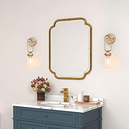 Classy Leaves God Globe Wall Sconce 1-Light Gold Vanity Light