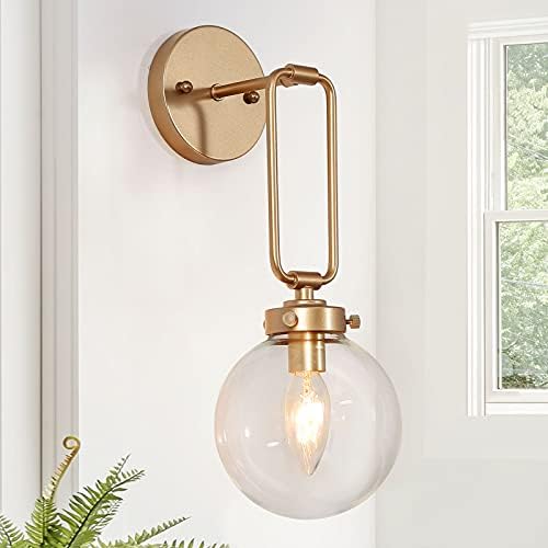Classy Leaves God Globe Wall Sconce 1-Light Gold Vanity Light