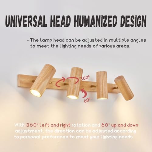 Dachsy Wood Track Lighting Adjustable Wall Sconce LED