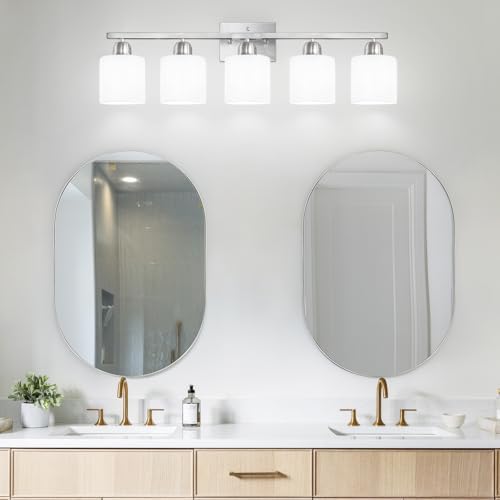 FAISHILAN 5-Light Vanity Light with Frosted Glass Shade