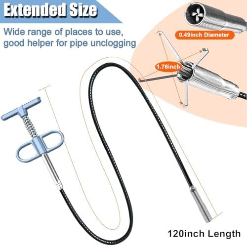 ANLEBUY Drain Snake Hair Clog Remover 120 Inch Flex Tool