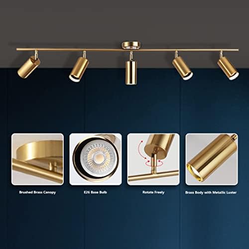 KCO 5-Light LED Track Lighting Kit Brushed Brass 1