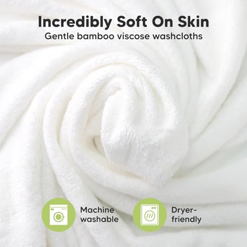 KeaBabies 6-Pack Bamboo Washcloths - 10x10 White