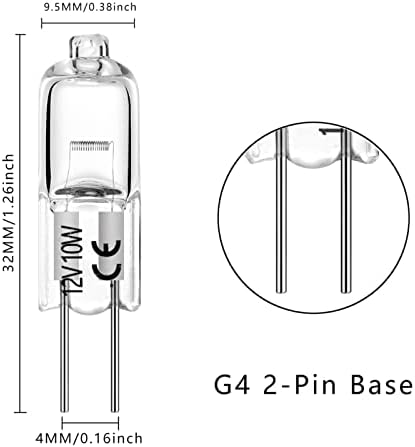 AHEVO 10W 12V Warm White Halogen Bulb G4 Bi-Pin 10 Pack