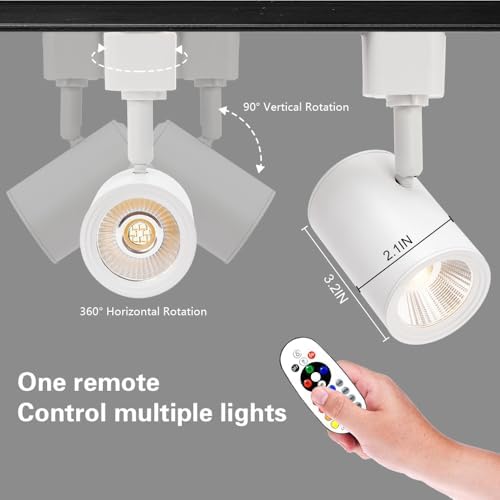 RGB Track Light Heads with Halo Effect and Remote Control 6Pack