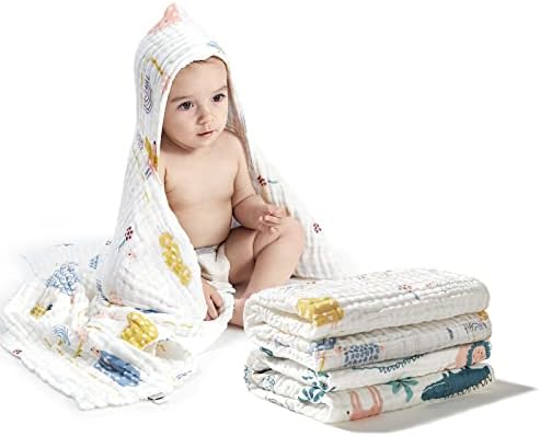 bc babycare 2-Pack Hooded Muslin Bath Towels 1
