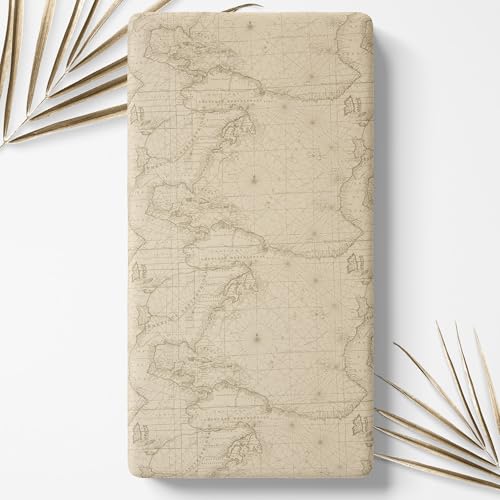 Glenna Jean Explore Baby Crib Sheet Map Print Tan