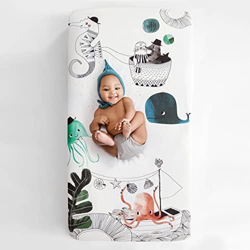 Rookie Humans Ocean Themed Crib Sheet with Underwater Print