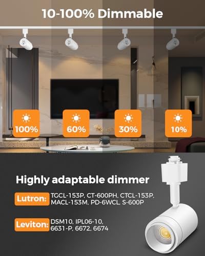 TuyuBEE 12W Dimmable LED Track Light Heads - 12 Pack White 3000K