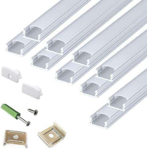 LED Strip U Channel Diffuser 10-Pack 656FT Surface Mounted Tape Light