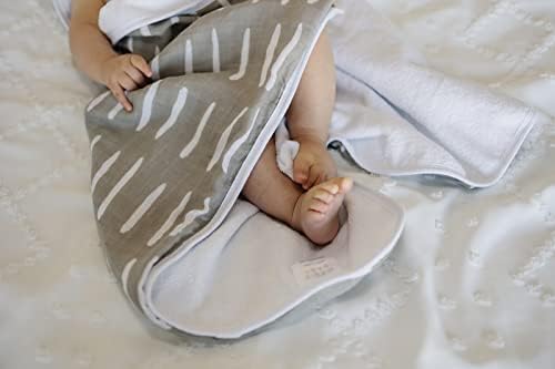 Mebie Baby Muslin Hooded Towel Grey Dash 1