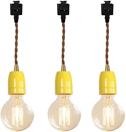 KAYYELAMP Yellow E26 Ceramic Mini Pendant Track Lighting Set of Three