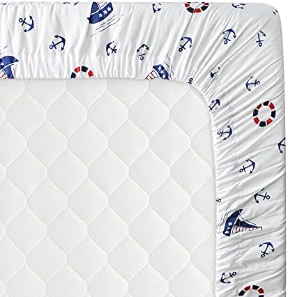 Brandream Nautical Crib Sheets Navy Blue Fitted 100 Cotton