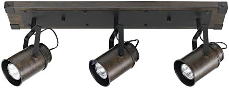 Globe Electric 3-Light Track Lighting with Dark Wood and Metal Finish