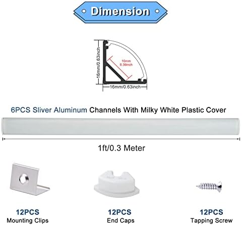 VST 6Pack 1ft Milky White LED Aluminum Channel with V Shape