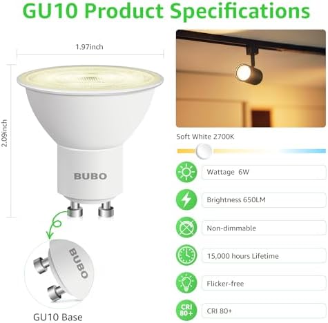 BUBO GU10 LED Bulb 50W Equivalent 650 Lumens 10 Pack