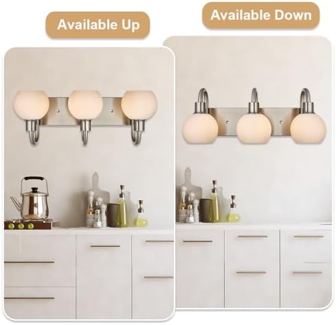 WINSHEN 204 Inch 3-Light Vanity Lamp Brushed Nickel with Milk White Glass