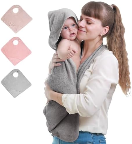 KLERICER Hooded Baby Towel - 354 x 354 Inch Grey
