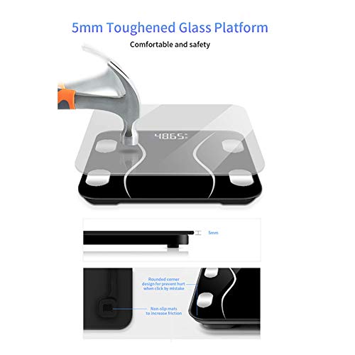 Gooddyiyukey 500lbs Rechargeable Digital Bathroom Scale with BMI and Body Fat Tracking