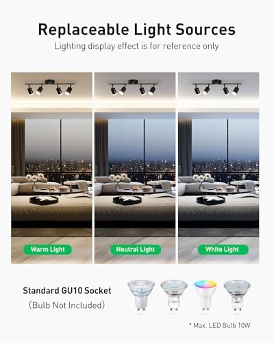 Bojim 4-Light LED Track Lighting Kit Black