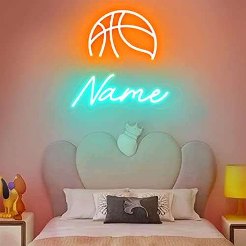 KiMineon Custom Basketball Neon Sign - 18 Inch LED Light Lamp for Boys