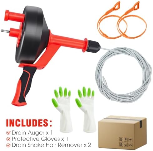 Annisport 43ft Drain Snake with Drill Attachment - Red 1