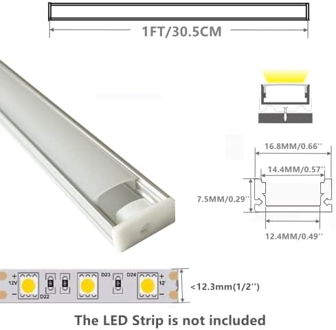 THMOOTHER LED Strip U Channel Diffuser 6-Pack
