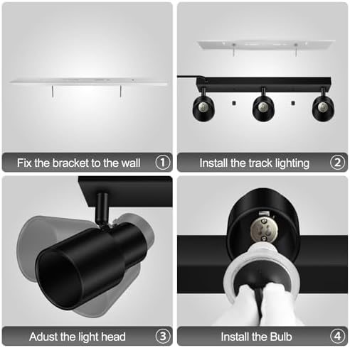 Bricosmocon 3 Light Black Track Lighting Ceiling Fixtures