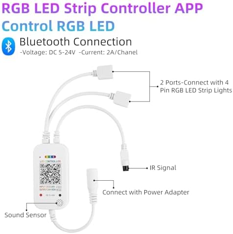 RGBZONE Bluetooth RGB LED Controller with 40-Keys IR Remote