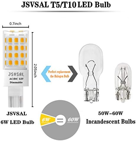 T5 T10 Wedge Base LED Bulb 6W 650lm 4-Pack