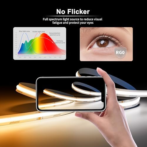 MIWISE CCT COB LED Strip Light Tunable White 20ft