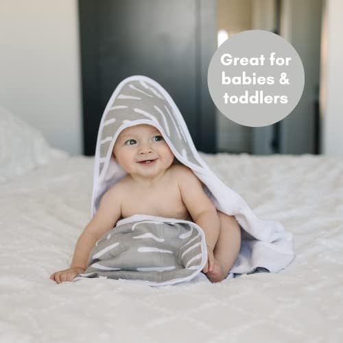 Mebie Baby Muslin Hooded Towel Grey Dash 1