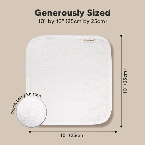 KeaBabies 6-Pack Bamboo Washcloths - 10x10 White