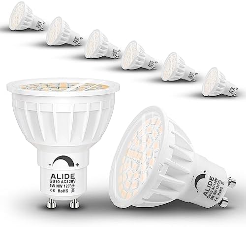 ALIDE Dimmable GU10 LED Flood Light Bulbs 120V 6Pack Wide Beam 120 Deg