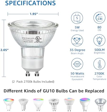 SUNVIE 2 Pack Floor Can Light with GU10 Bulbs