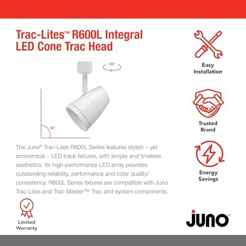 Juno Lighting R600L G2 LED Track Head 95W 50W Equivalent White Dimmable