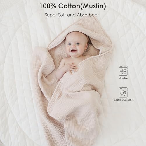 MairMore Muslin Baby Towel with Hood - 100 Cotton Soft Absorbent