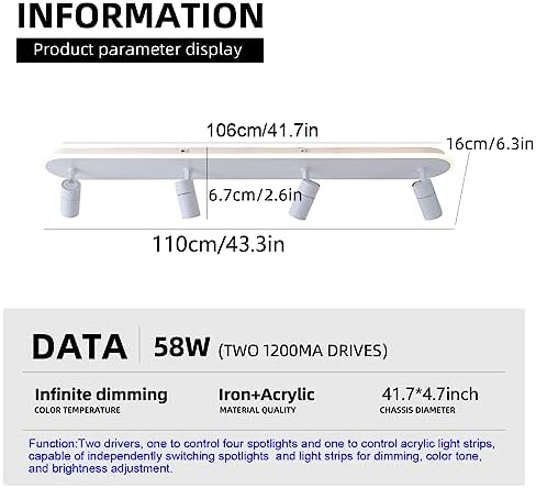 Jaycomey 433in Dimmable LED Ceiling Light with Remote Control White