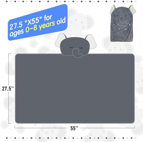 IFaryMes Toddler Bath Towel with Hood - Gray Elephant
