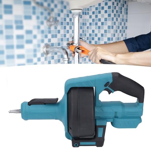 Cordless Electric Drain Auger with Adjustable Speed and Replaceable Hose