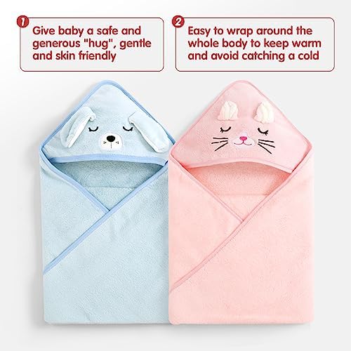 kmilro Baby Hooded Towel 4-Pack Soft Absorbent