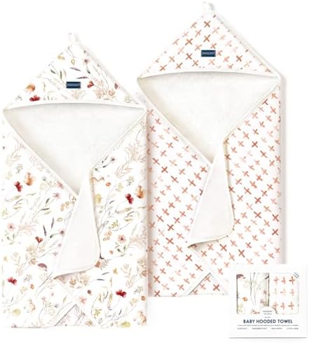 GRSSDER Baby Hooded Towel 2 Pack for Newborn