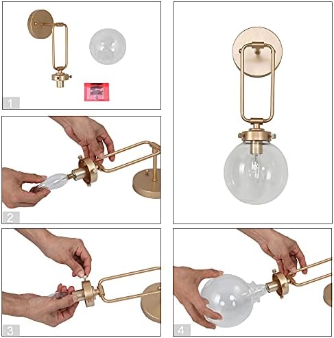 Classy Leaves God Globe Wall Sconce 1-Light Gold Vanity Light