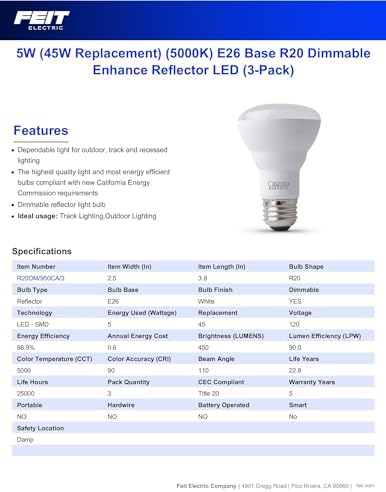 Feit Electric R20 LED Bulb 45W Equivalent 3 Pack