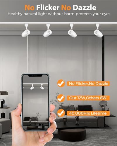 TuyuBEE 12W Dimmable LED Track Light Heads - 12 Pack White 3000K