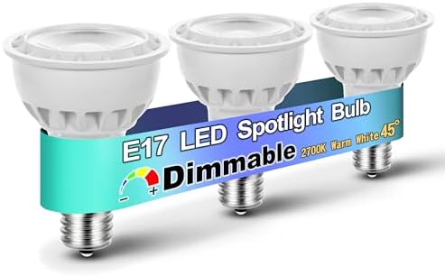 Heifymi Dimmable E17 LED Bulb 6W 3 Pack Warm White 2700K