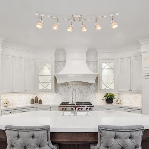 Globe Electric 59865 6-Light Foldable Track Light with Frosted Glass Shades